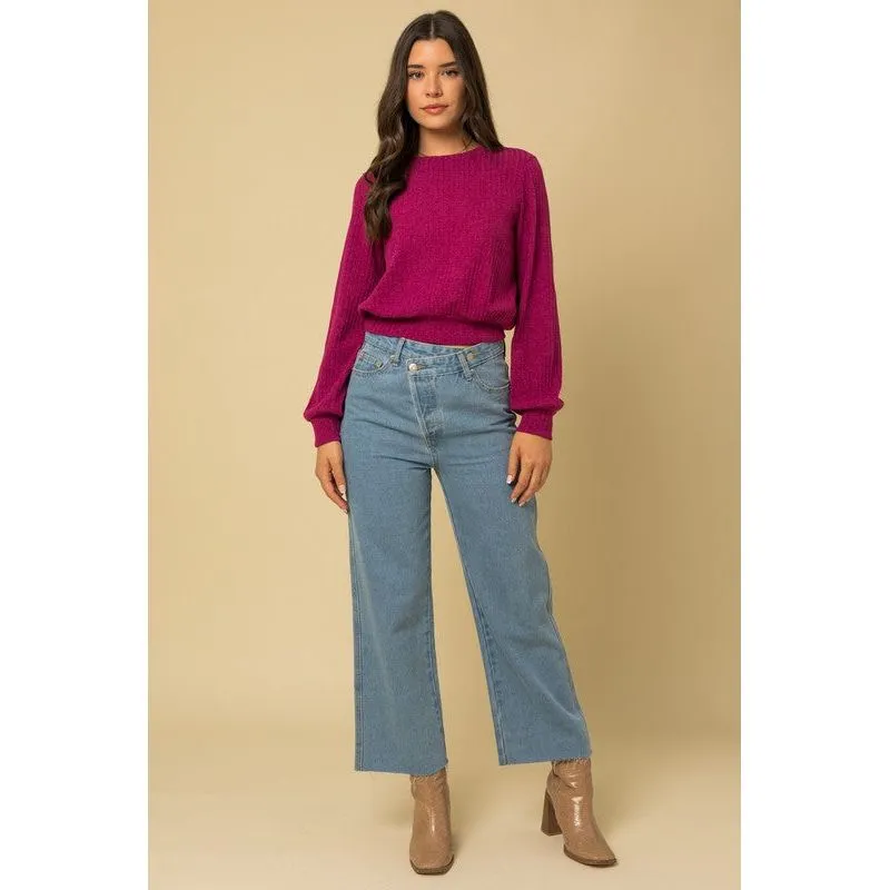 GILLI L/S BACK OPEN TIE TOP