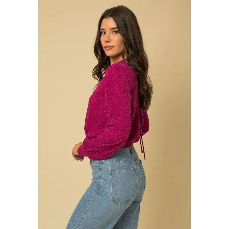 GILLI L/S BACK OPEN TIE TOP