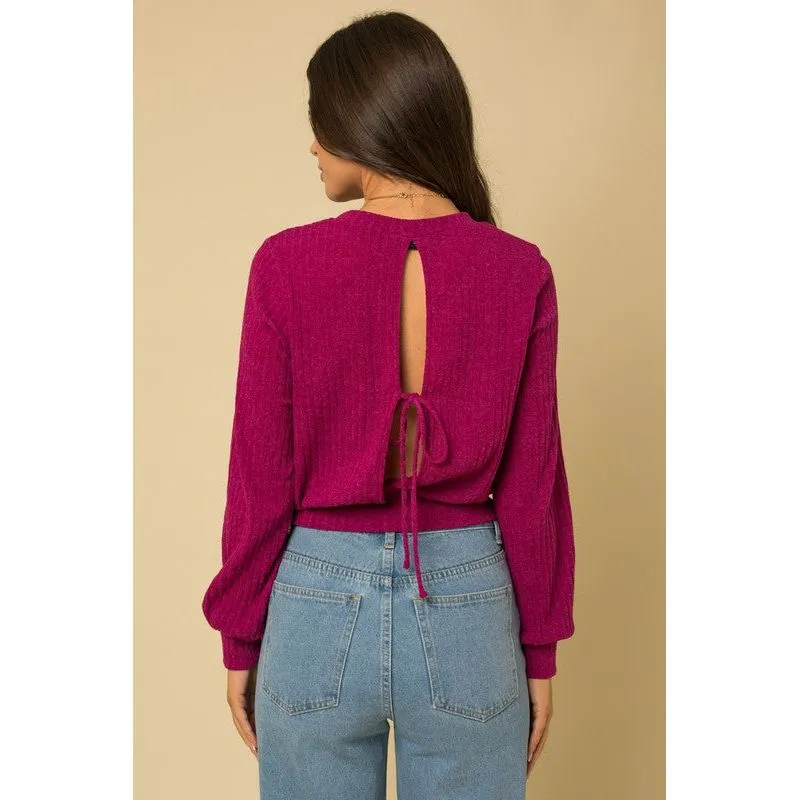 GILLI L/S BACK OPEN TIE TOP