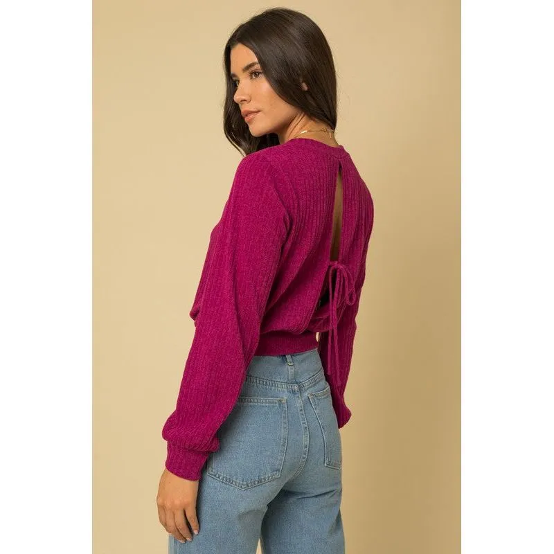 GILLI L/S BACK OPEN TIE TOP