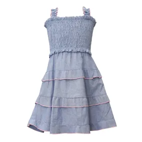 Girls Chambray Tiered Dress