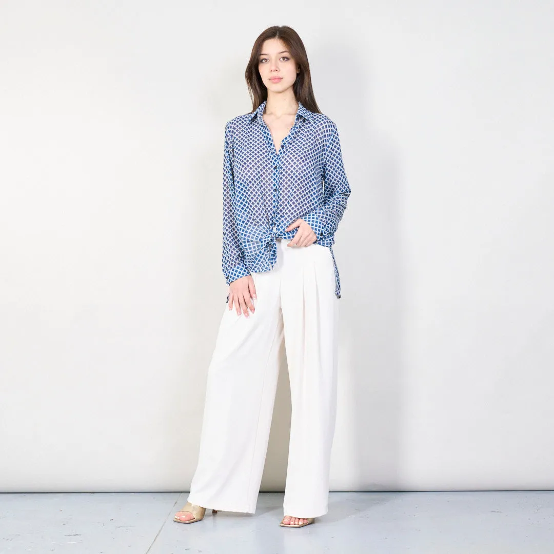 Grid pattern chiffon blouse wholesale