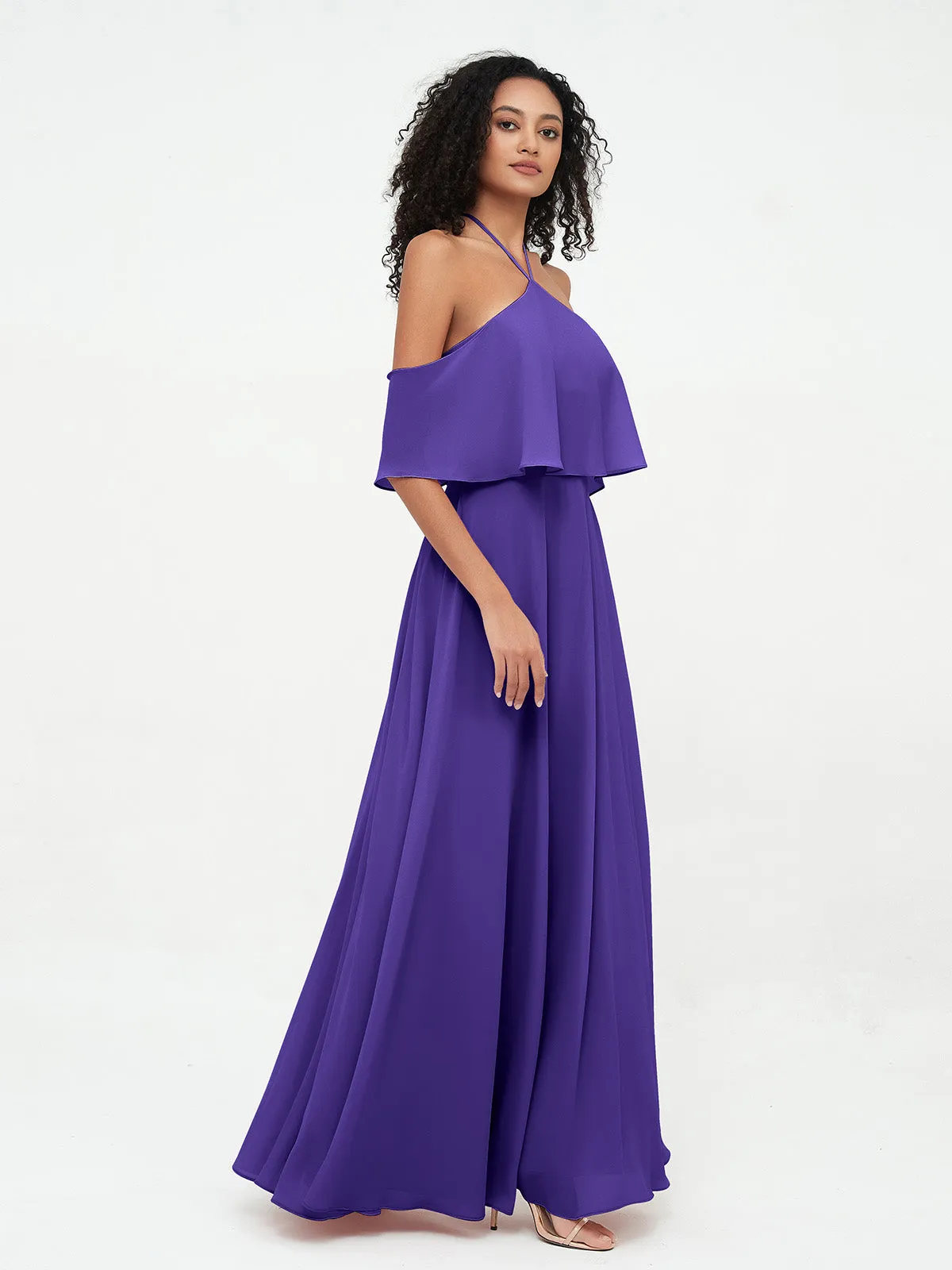 Halter Off the Shoulder Max Dresses with Pockets-Regency