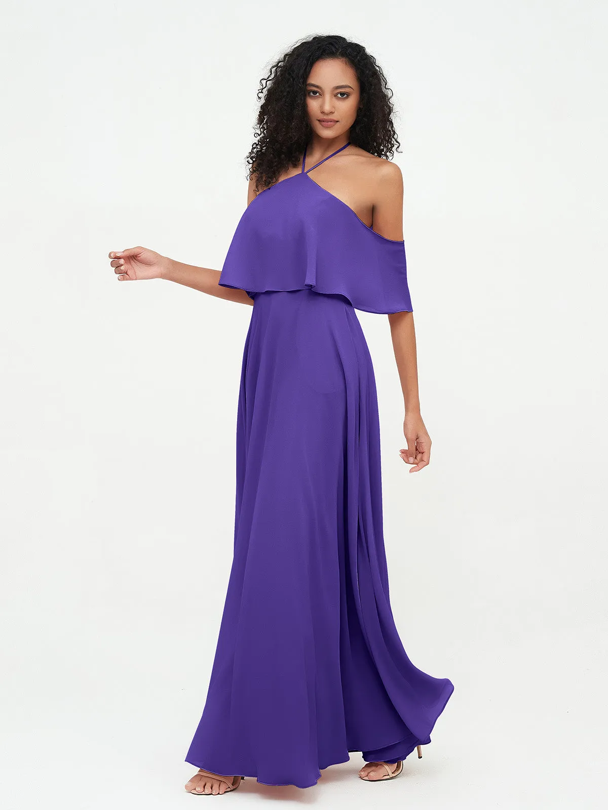 Halter Off the Shoulder Max Dresses with Pockets-Regency