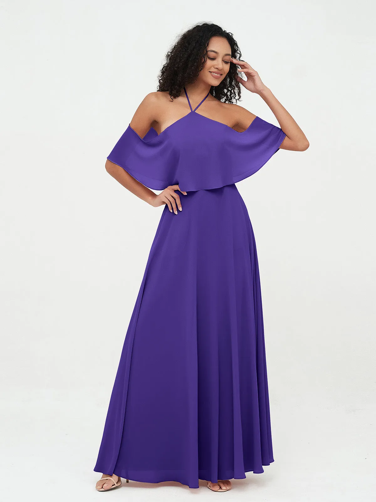 Halter Off the Shoulder Max Dresses with Pockets-Regency