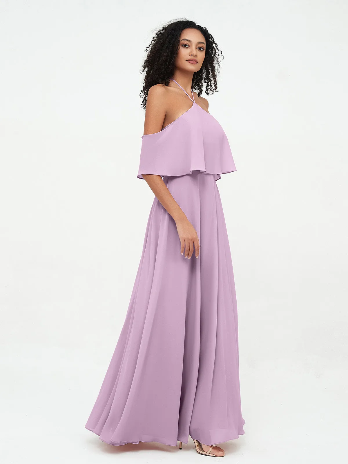 Halter Off the Shoulder Max Dresses with Pockets-Wisteria Plus Size