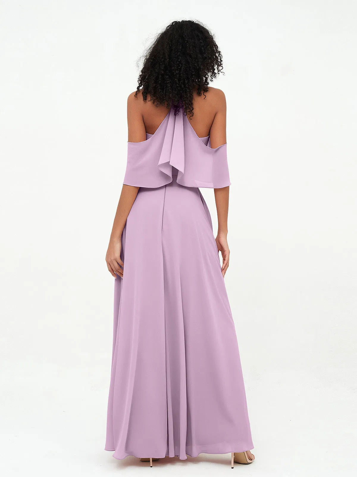 Halter Off the Shoulder Max Dresses with Pockets-Wisteria Plus Size