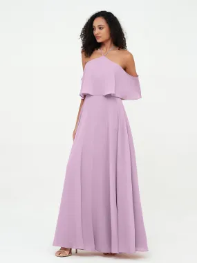Halter Off the Shoulder Max Dresses with Pockets-Wisteria Plus Size