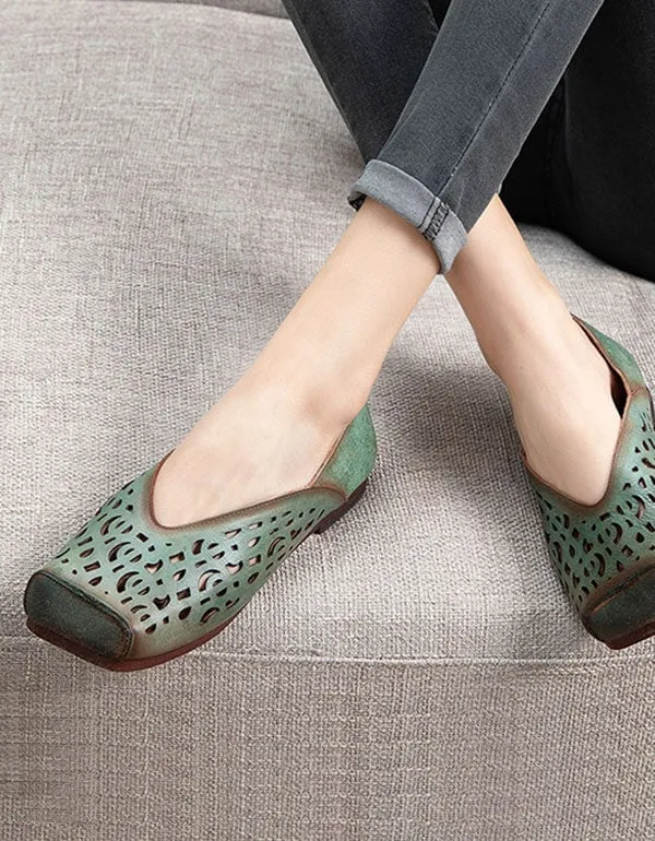 Handmade Leather Comfort Brown Flats