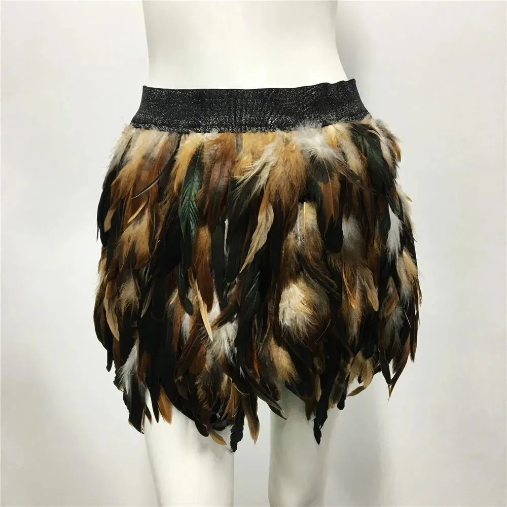 Harajuku Style Fluffy Feather Burning Festival Rave Skirts