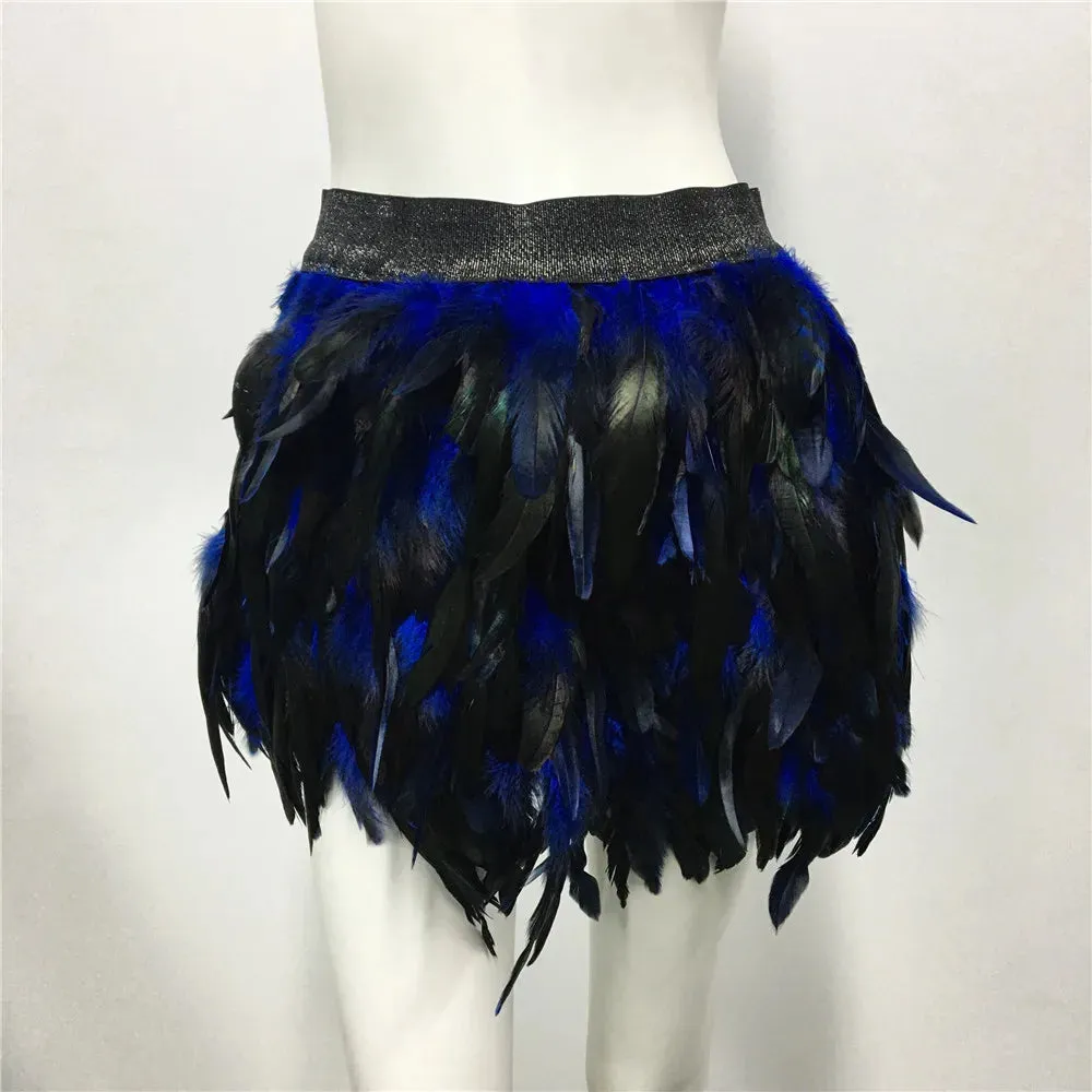 Harajuku Style Fluffy Feather Burning Festival Rave Skirts