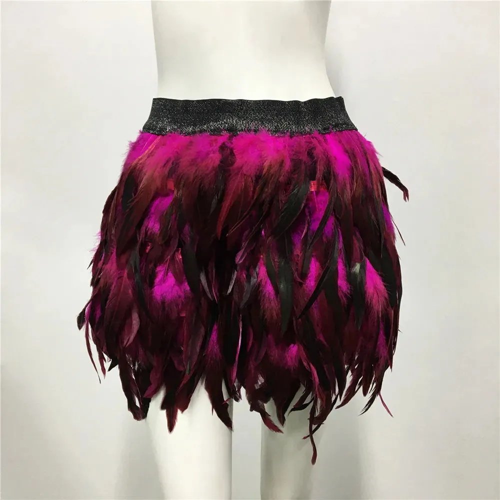 Harajuku Style Fluffy Feather Burning Festival Rave Skirts