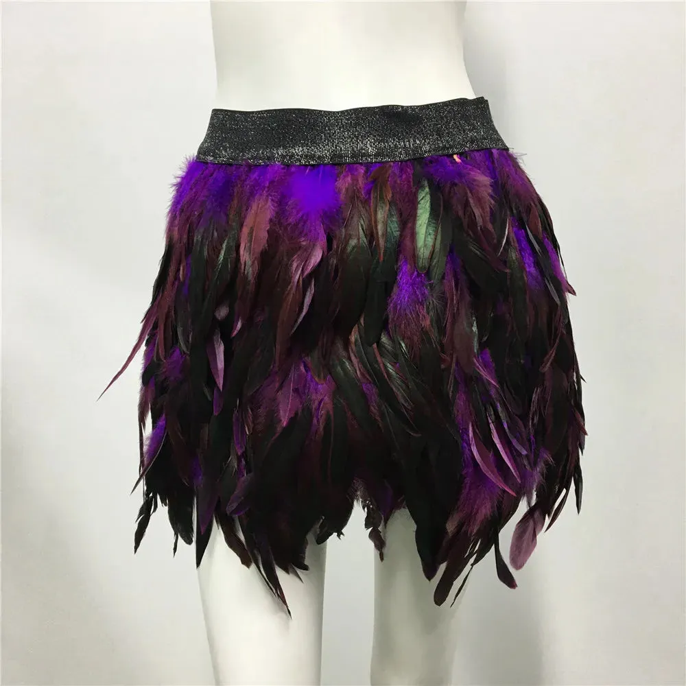 Harajuku Style Fluffy Feather Burning Festival Rave Skirts