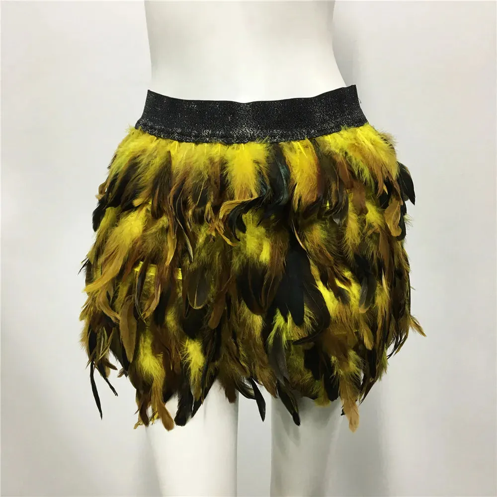 Harajuku Style Fluffy Feather Burning Festival Rave Skirts