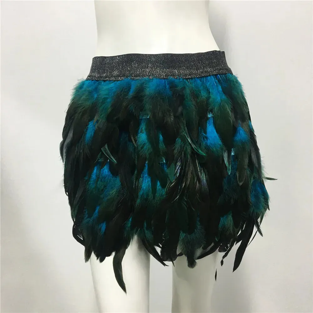 Harajuku Style Fluffy Feather Burning Festival Rave Skirts
