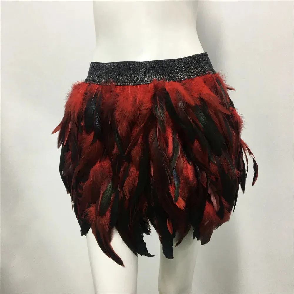 Harajuku Style Fluffy Feather Burning Festival Rave Skirts