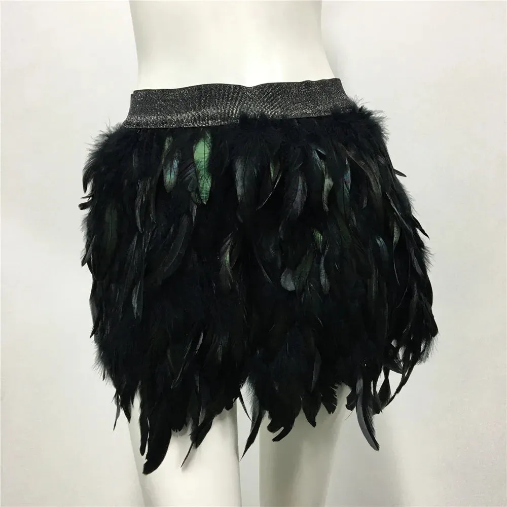 Harajuku Style Fluffy Feather Burning Festival Rave Skirts