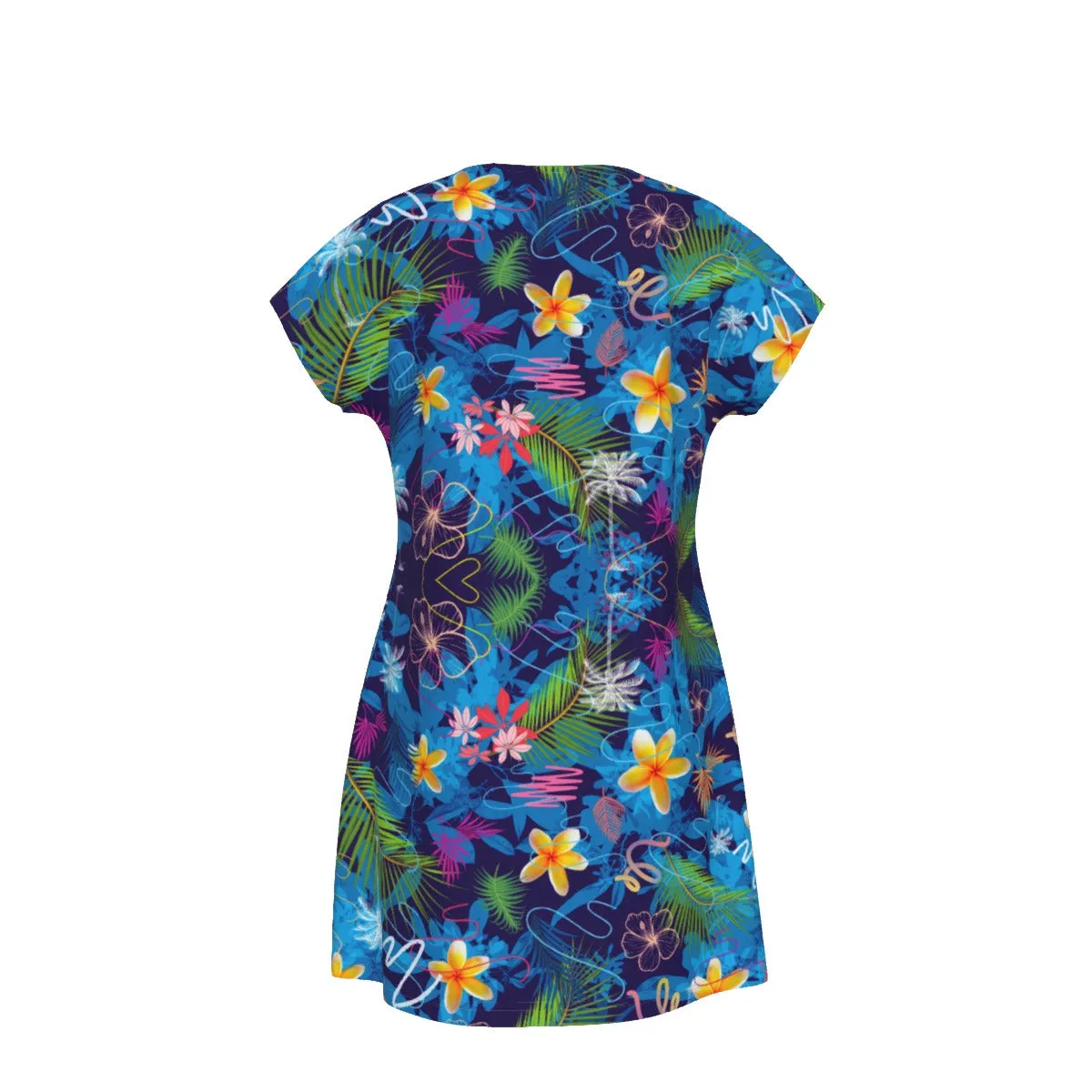 Hawaiian Blue Short Sleeve Dress up to 4 XL (FWS)