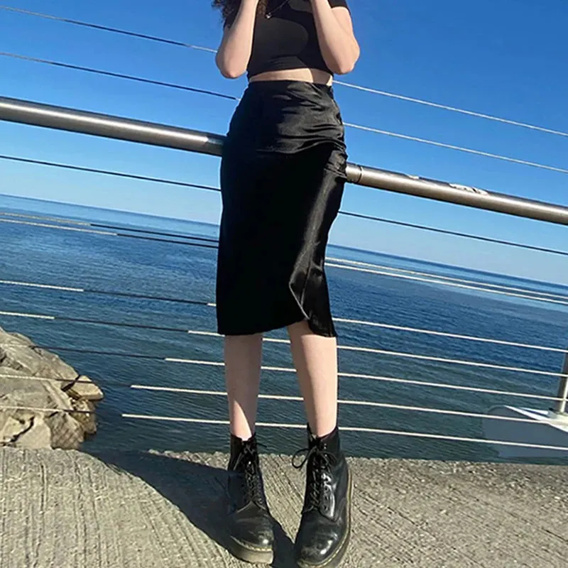 Heather Elegant Satin Maxi Skirt