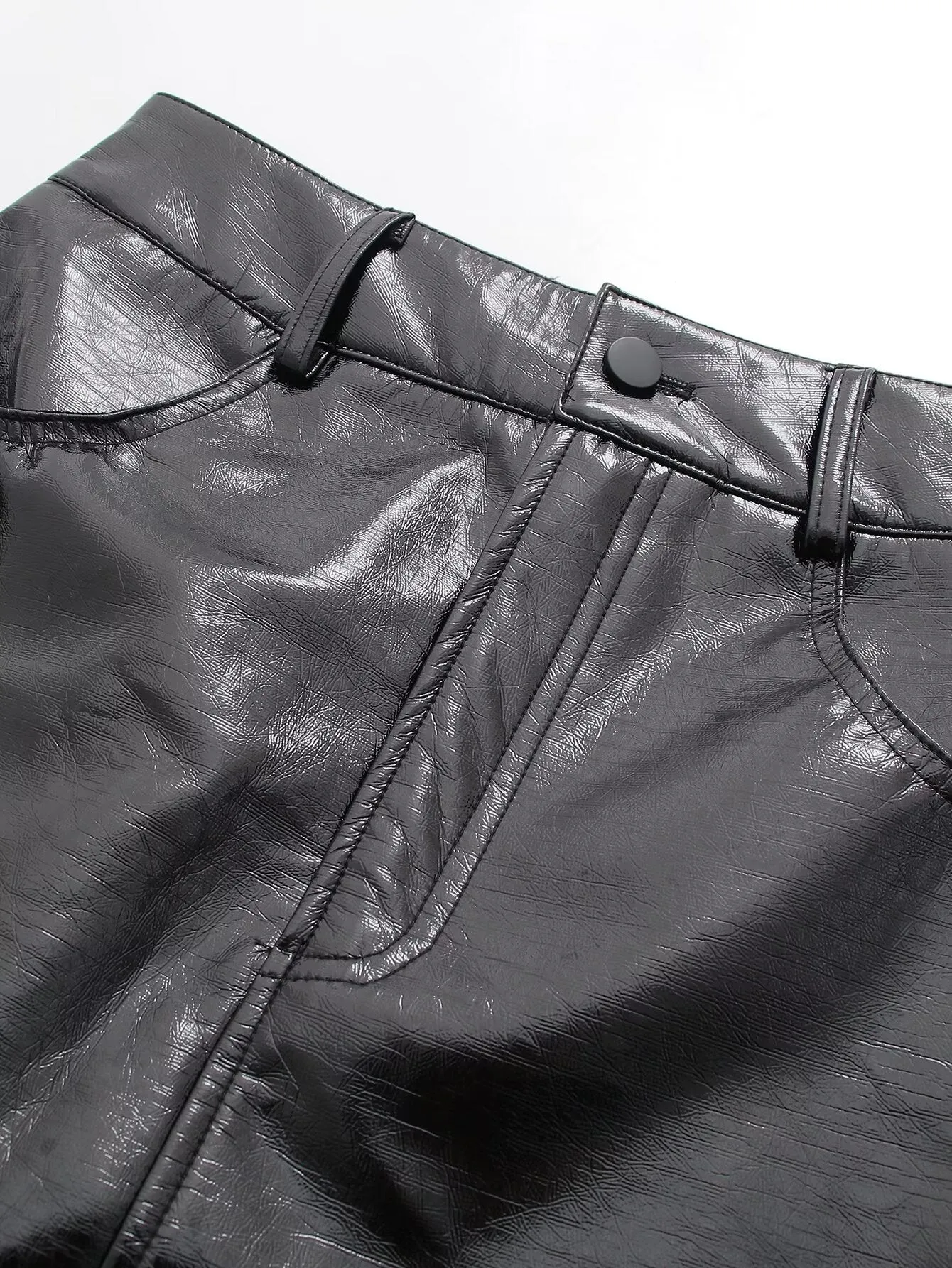 High Waist Faux Leather Pencil Skirt