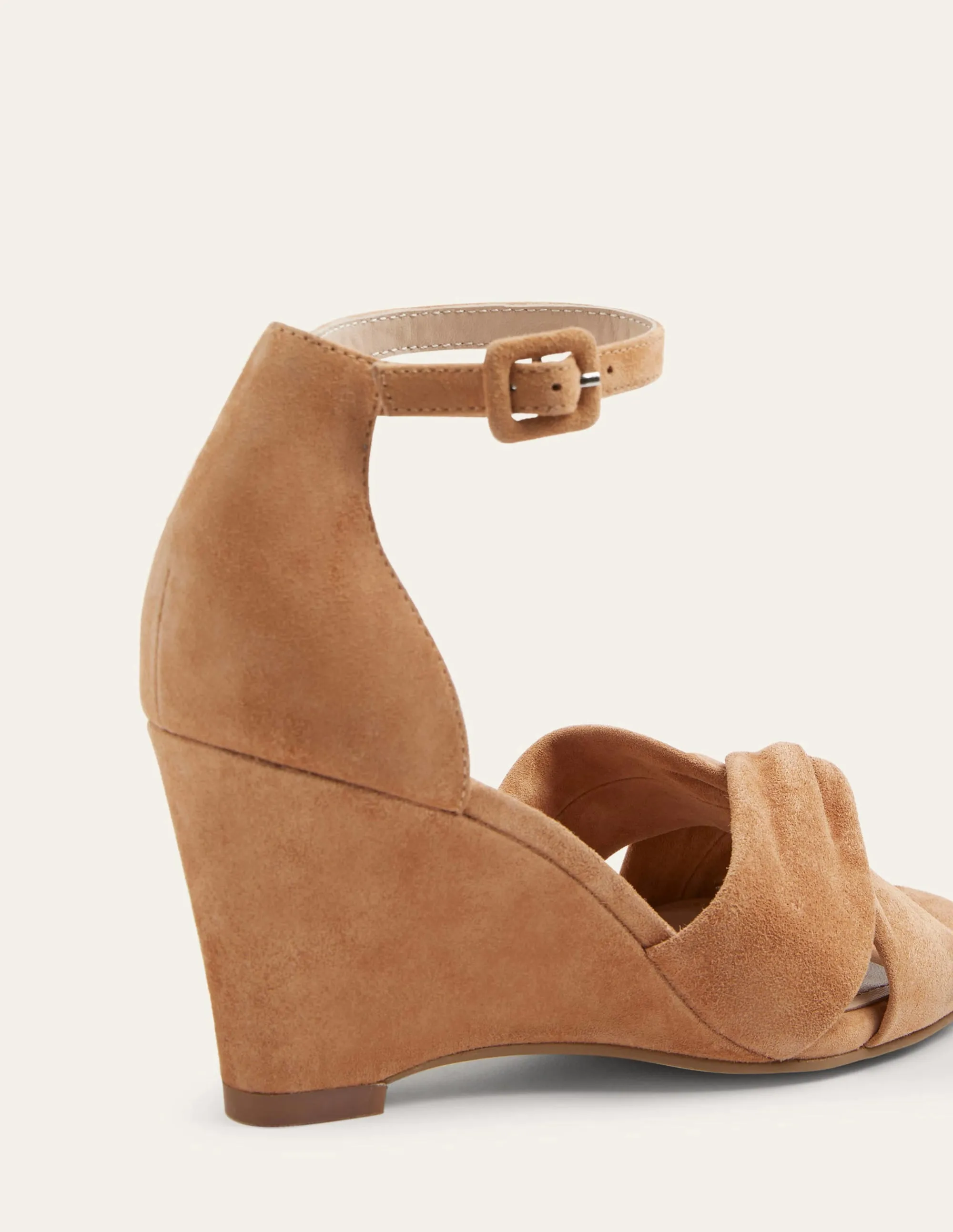 Knot Front Wedge Sandal-Light Tan