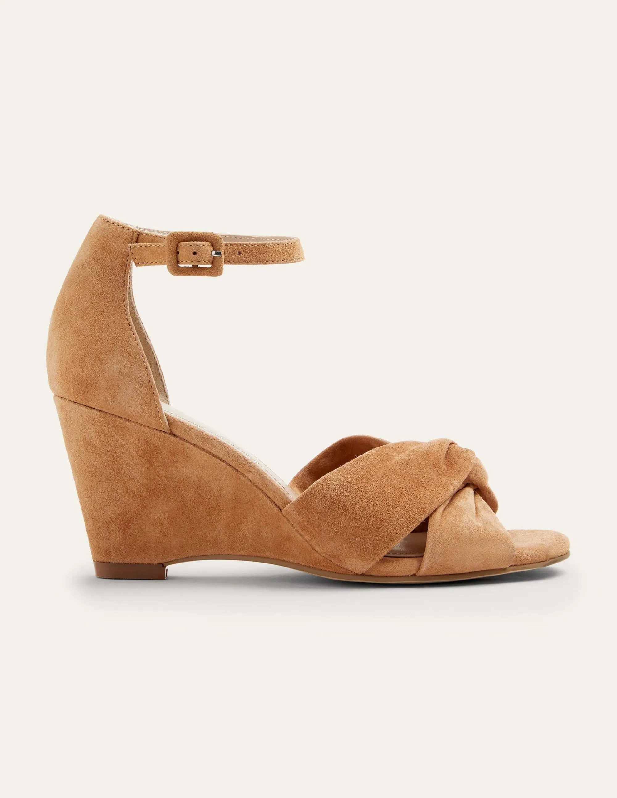 Knot Front Wedge Sandal-Light Tan