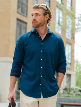KOY CLOTHING<BR>
Ziwa Kikoy Kabisa Long Sleeve Shirt<BR>
Dark Blue<BR>