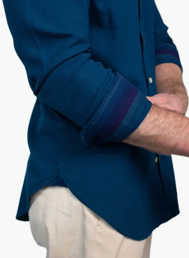 KOY CLOTHING<BR>
Ziwa Kikoy Kabisa Long Sleeve Shirt<BR>
Dark Blue<BR>