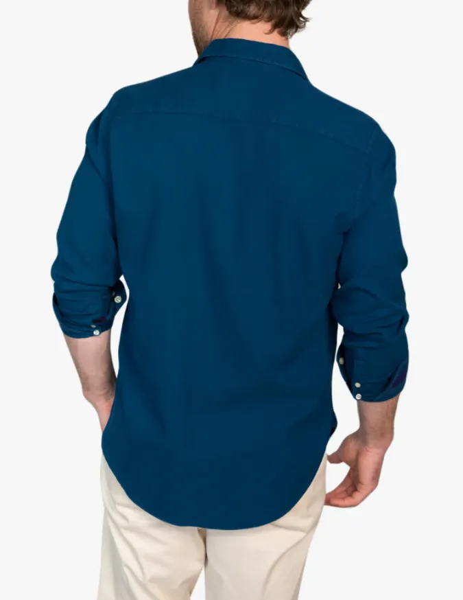 KOY CLOTHING<BR>
Ziwa Kikoy Kabisa Long Sleeve Shirt<BR>
Dark Blue<BR>