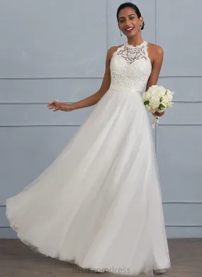 Lace Charmeuse Dress Tulle Wedding Wedding Dresses Floor-Length Emmalee A-Line