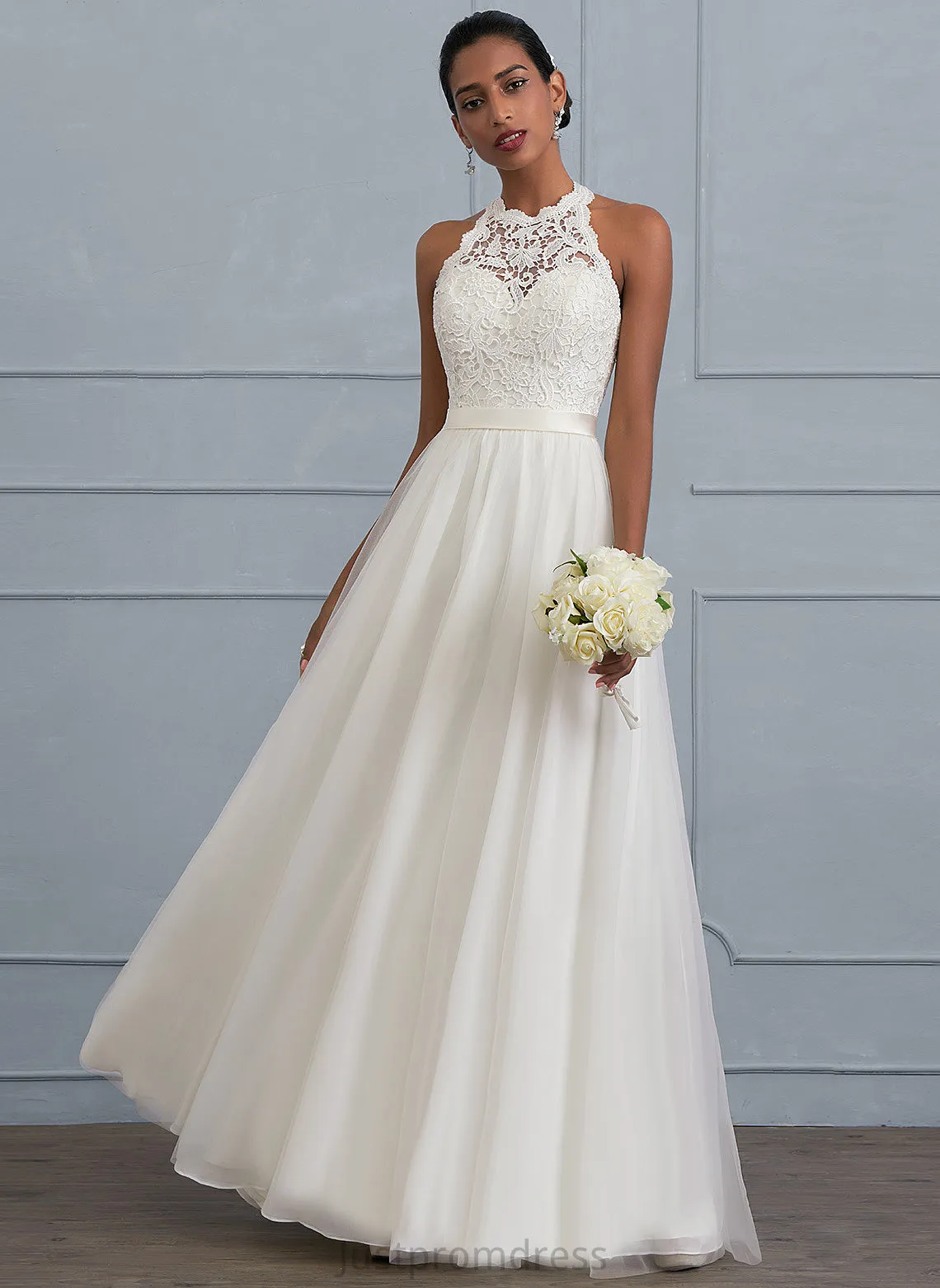 Lace Charmeuse Dress Tulle Wedding Wedding Dresses Floor-Length Emmalee A-Line