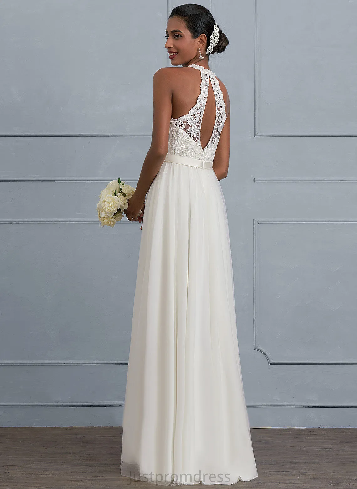 Lace Charmeuse Dress Tulle Wedding Wedding Dresses Floor-Length Emmalee A-Line