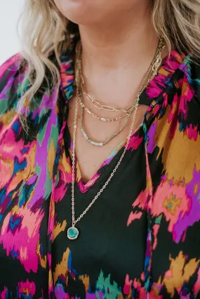 Let Them Know Layered Necklace , Blue/Green