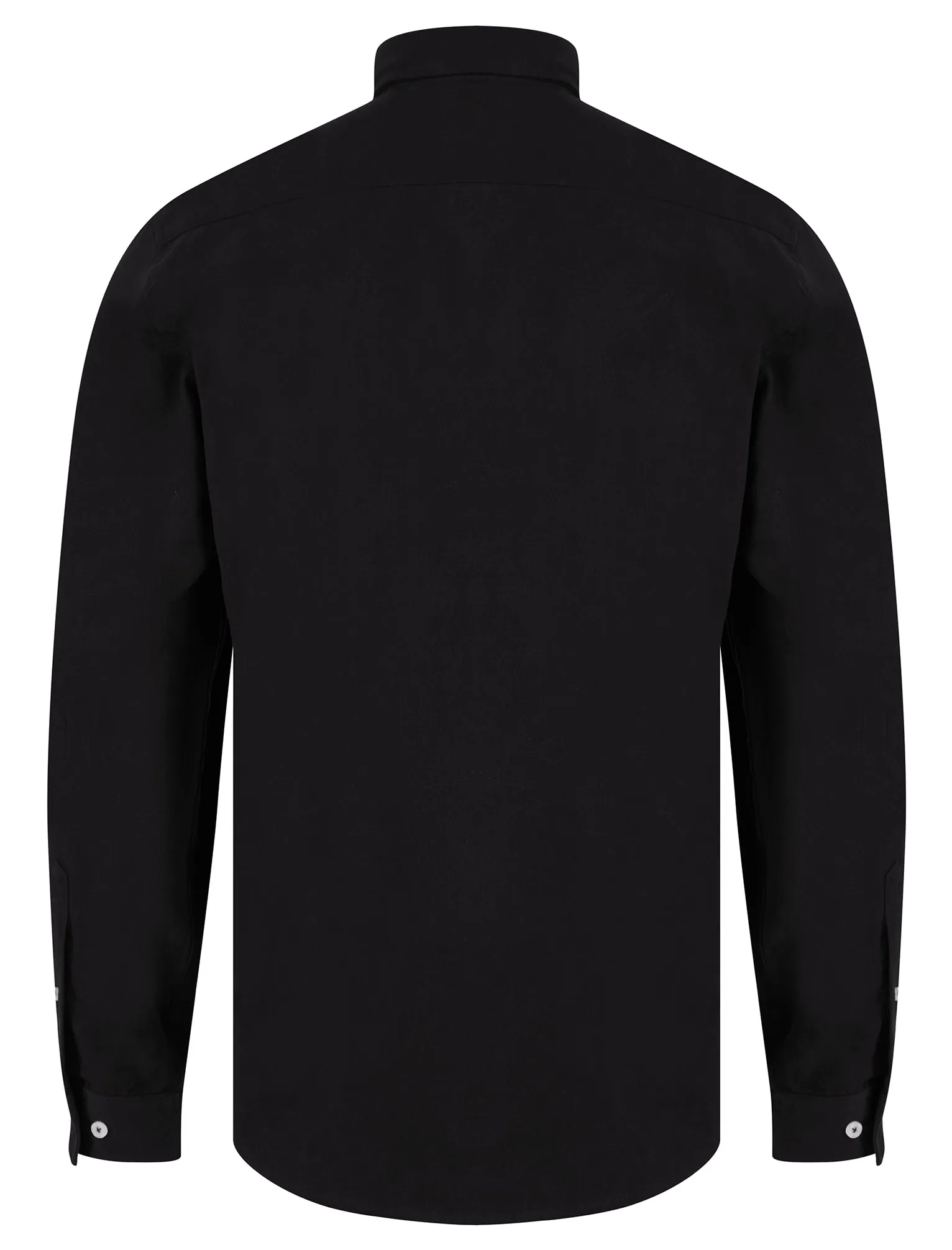 Leyburn Cotton Twill Long Sleeve Shirt in Jet Black - Kensington Eastside