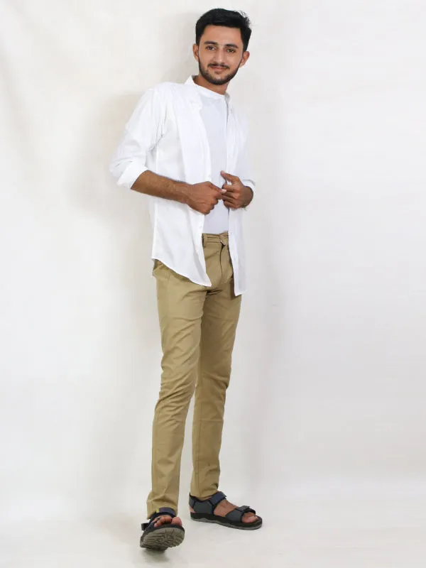 MCS19 Men's Textured Self Cotton Casual Shirt White