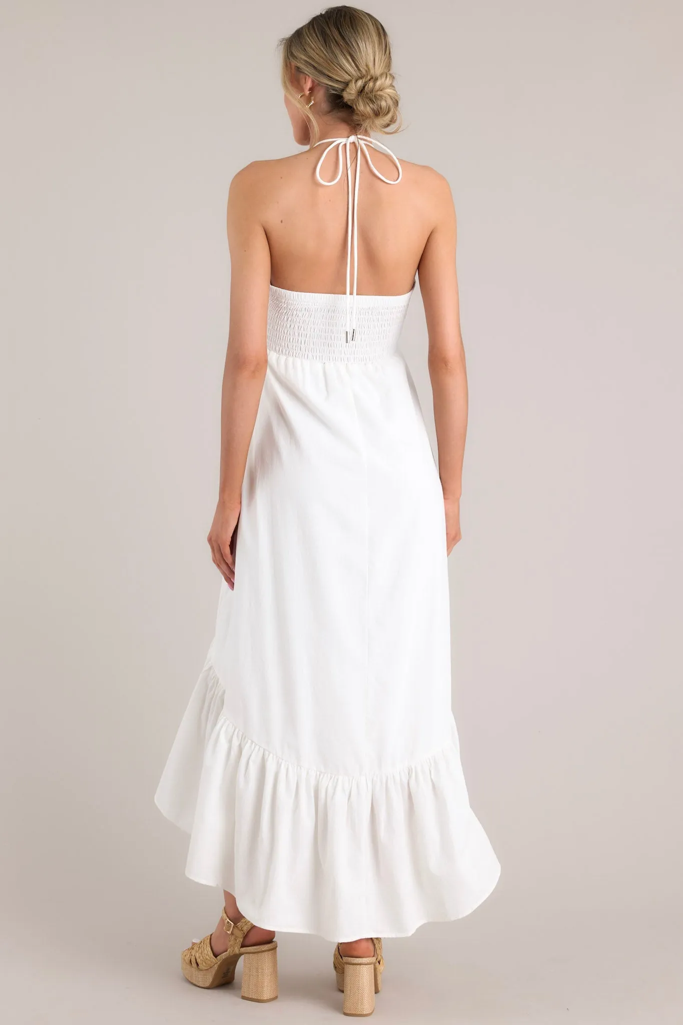 Memory Lane White Halter Midi Dress
