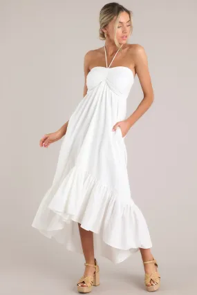 Memory Lane White Halter Midi Dress