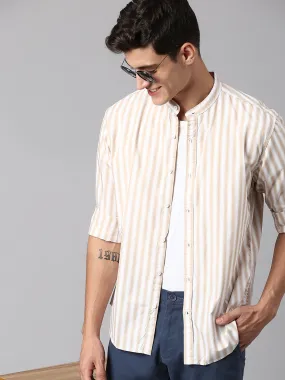 Men's Beige Stripe Shirts
