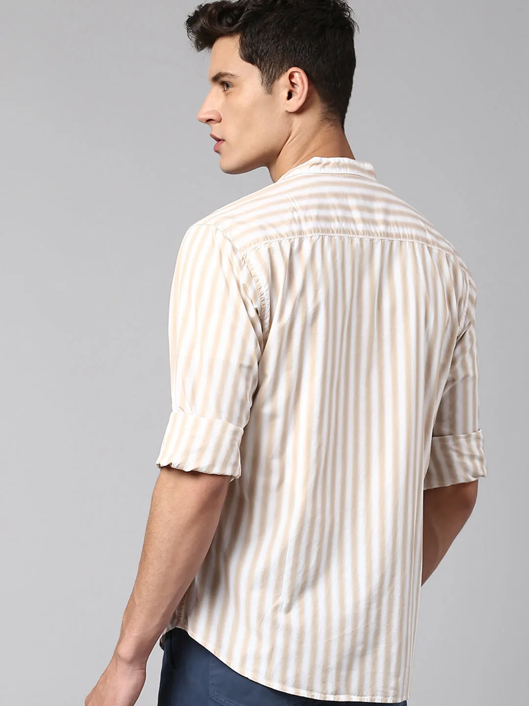 Men's Beige Stripe Shirts