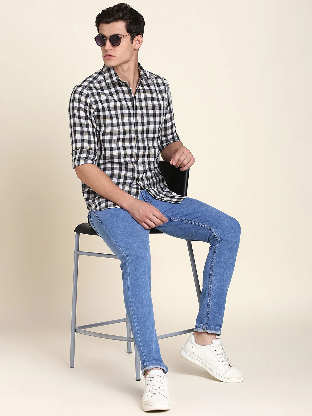 Men's Black Checkered Shirts