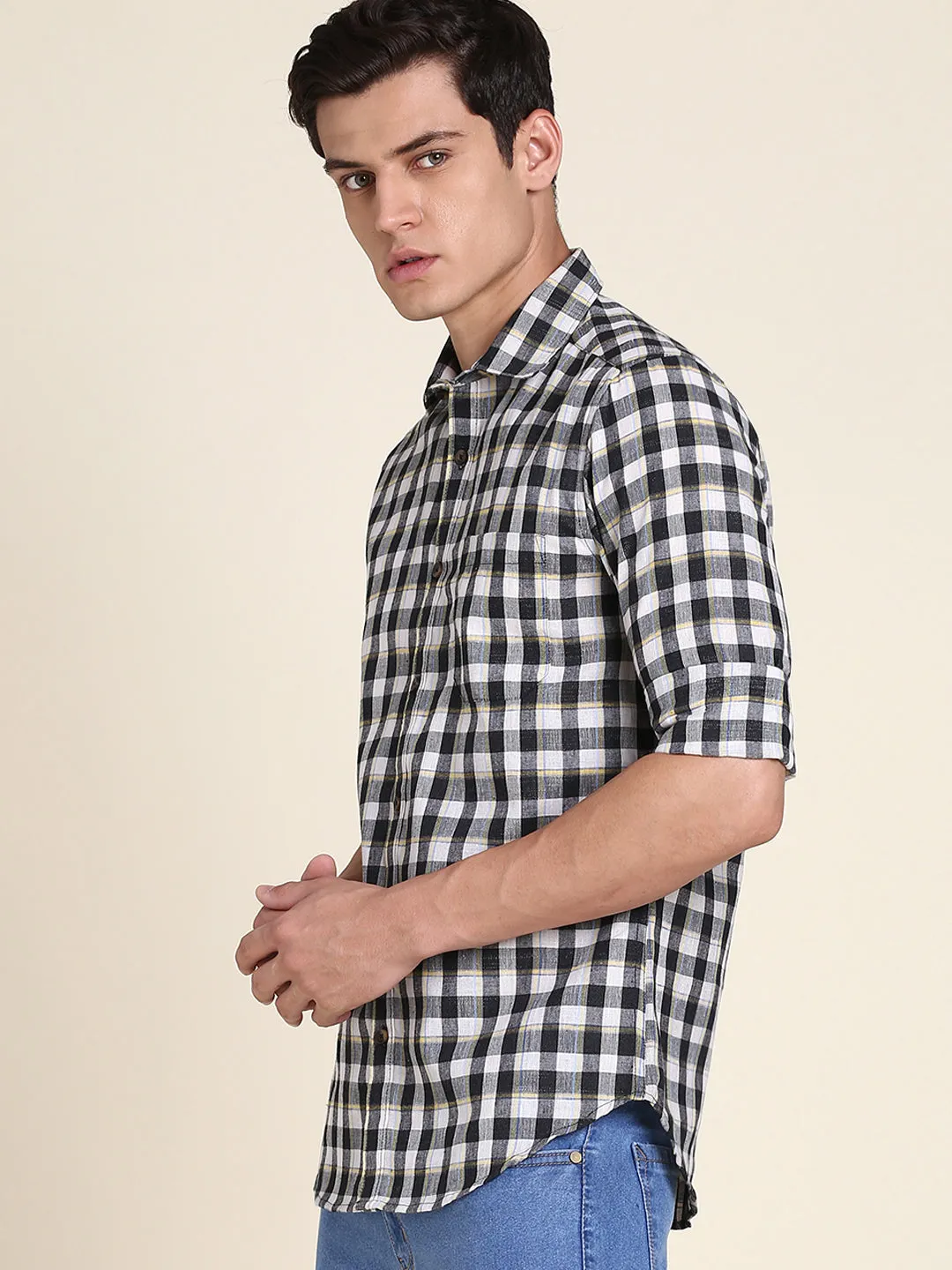 Men's Black Checkered Shirts