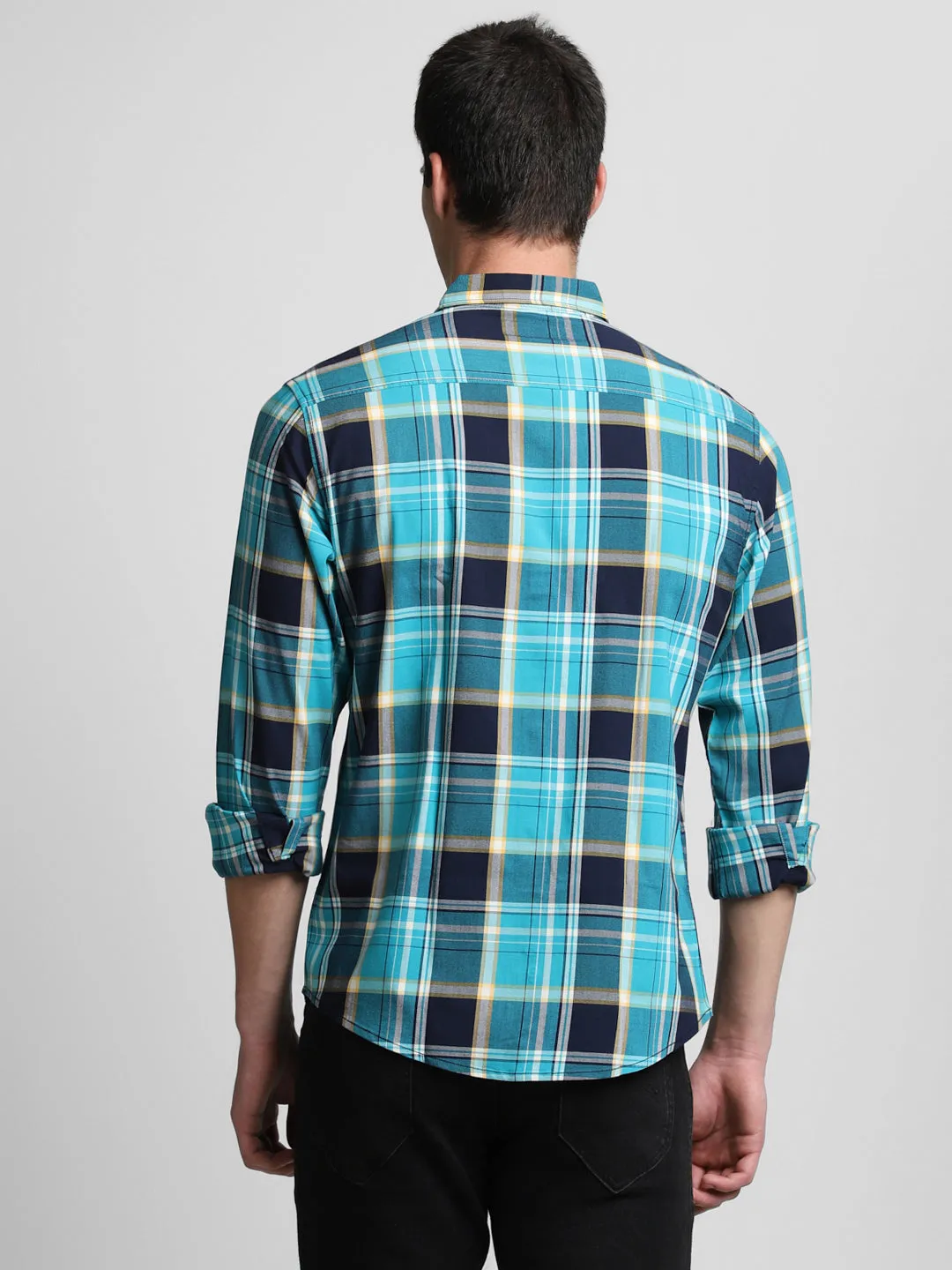 Men's Blue Checkered Full Sleeve Casual Shirts