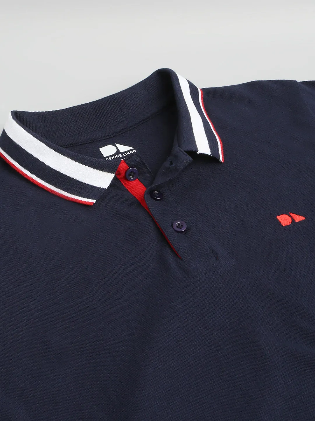 Men's Pure Cotton Solid Half Sleeves Polo T-Shirt (Navy)