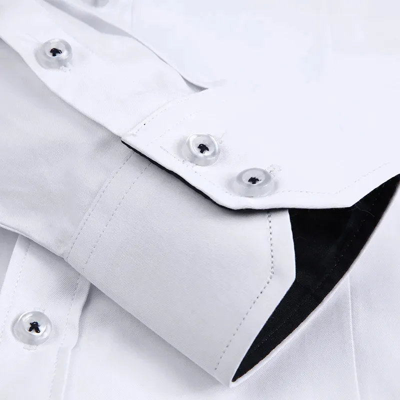 Men's Slim Fit Long Sleeve Shirt with Contrast Collar | Smart Casual