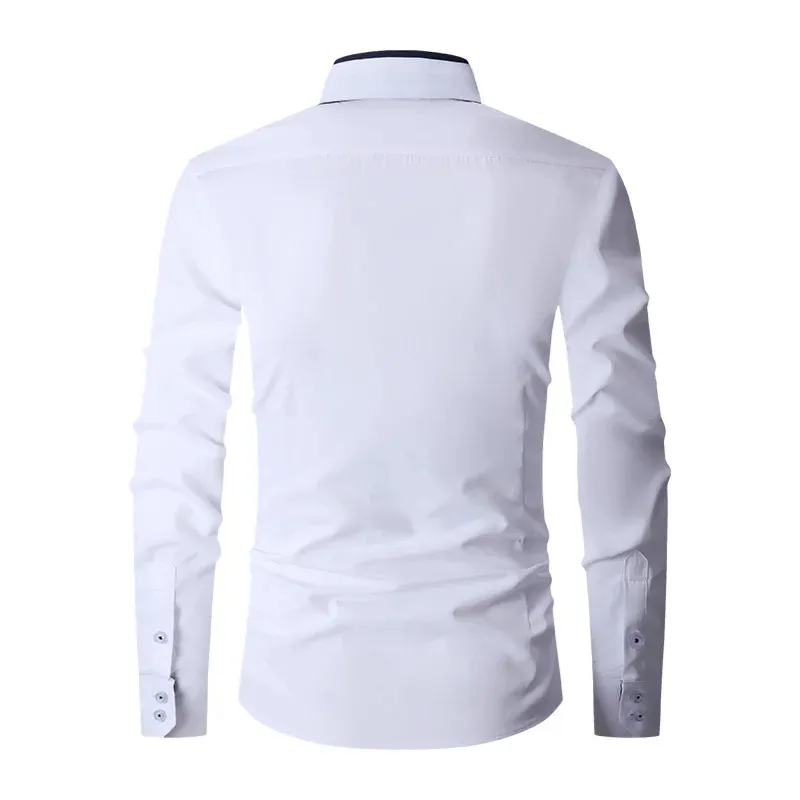 Men's Slim Fit Long Sleeve Shirt with Contrast Collar | Smart Casual