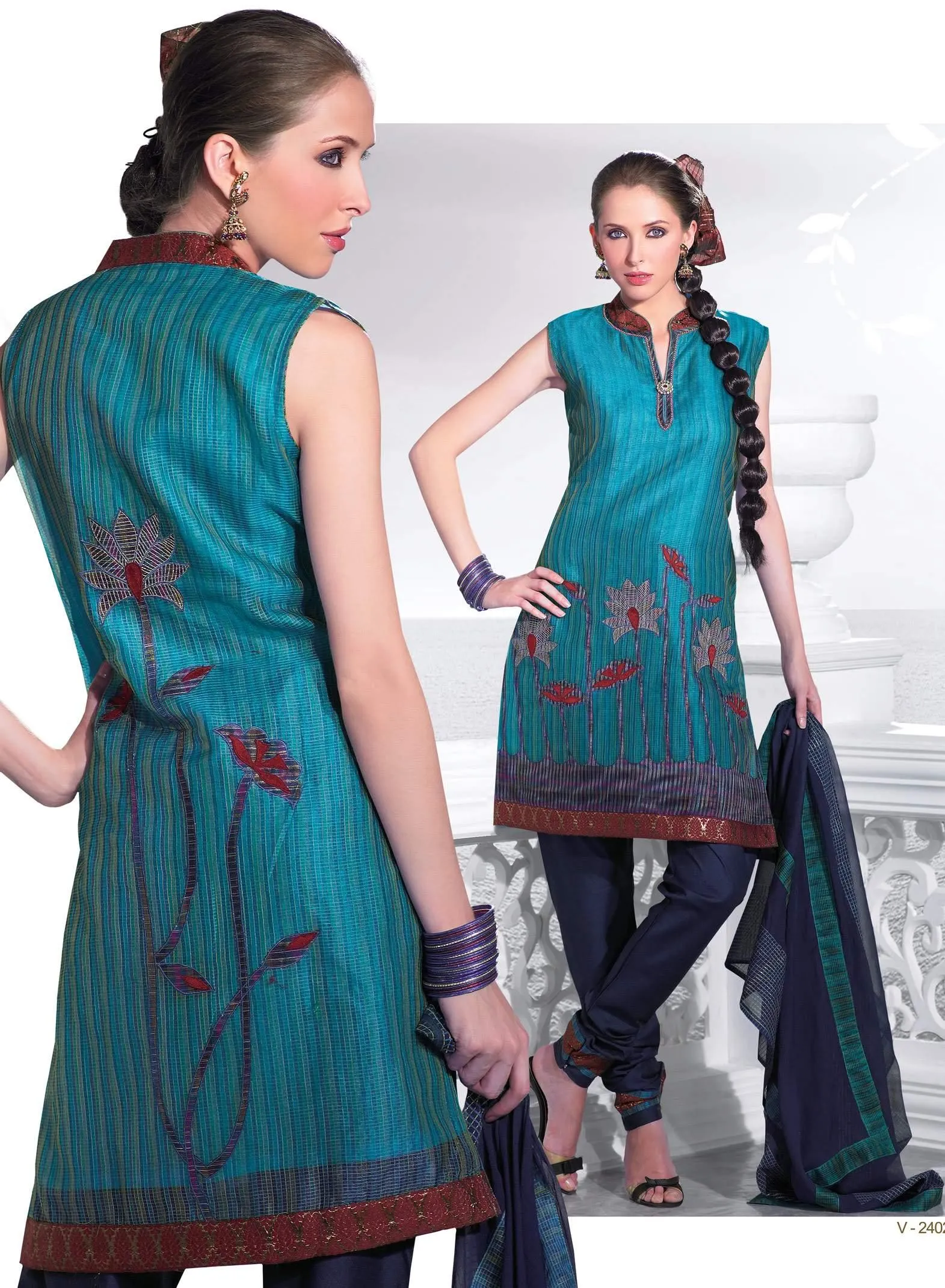 Multi Embellished Cotton Stitched  Salwar kameez Churidar SC2402