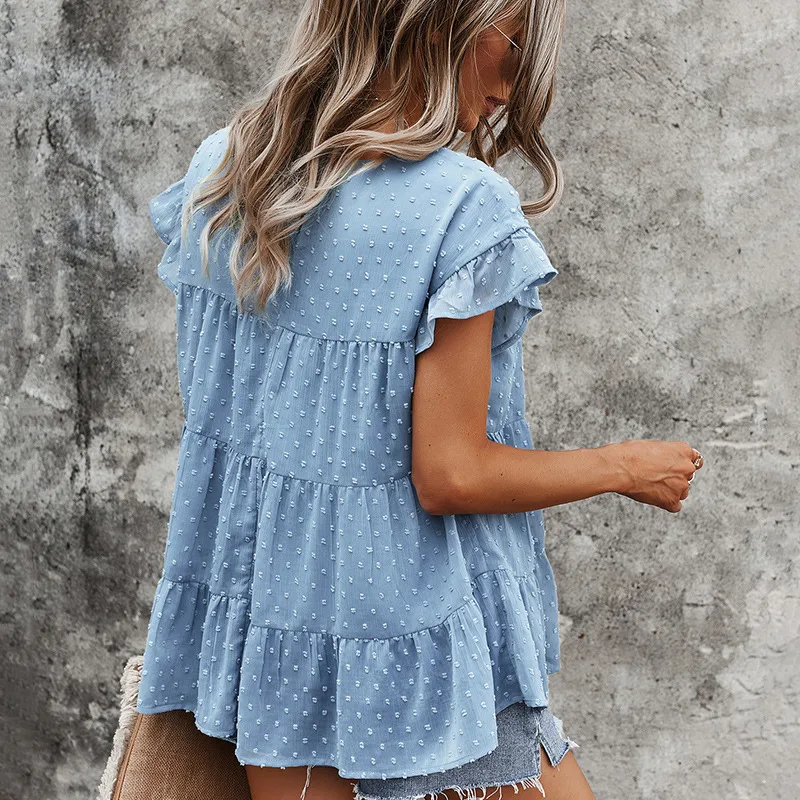 Multi Layered Frilled Short Sleeve Blouse