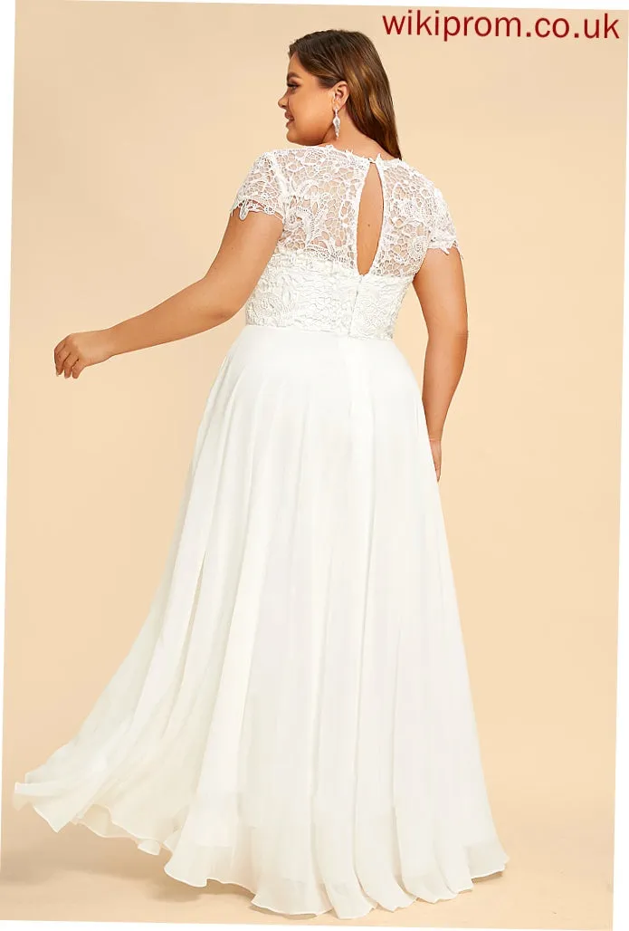Muriel Floor-Length Scoop Wedding Chiffon Dress A-Line Lace Wedding Dresses