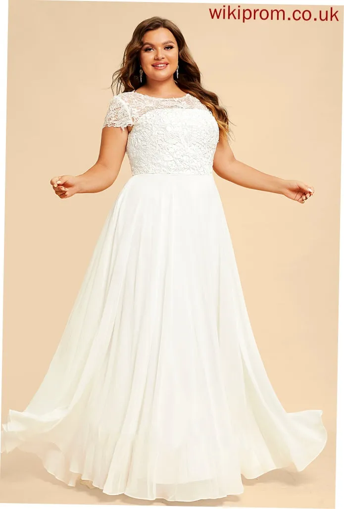 Muriel Floor-Length Scoop Wedding Chiffon Dress A-Line Lace Wedding Dresses