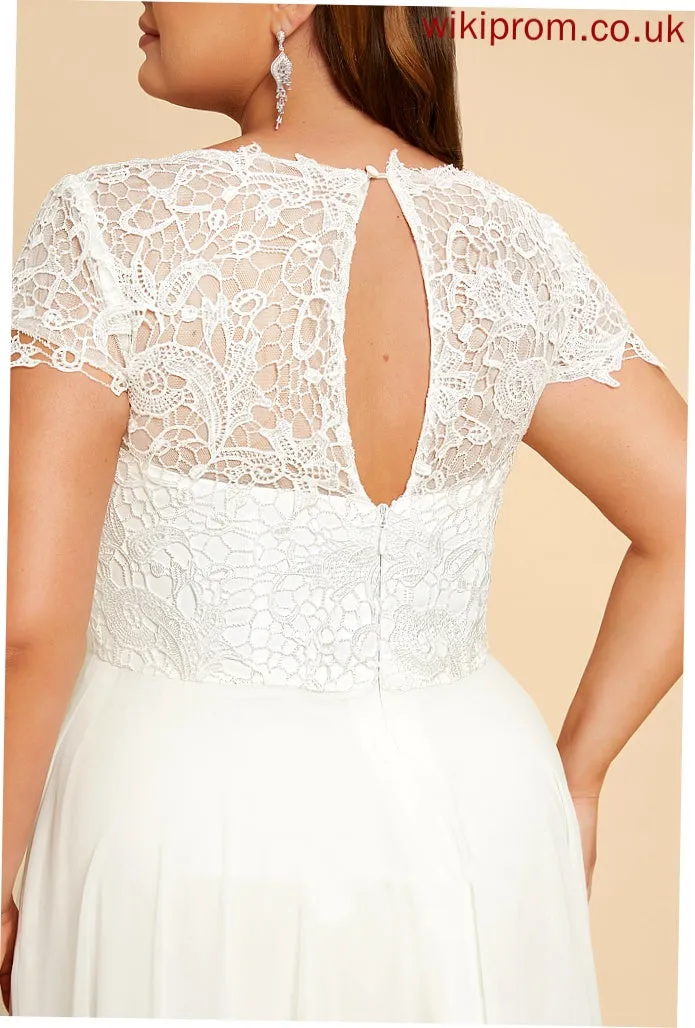 Muriel Floor-Length Scoop Wedding Chiffon Dress A-Line Lace Wedding Dresses